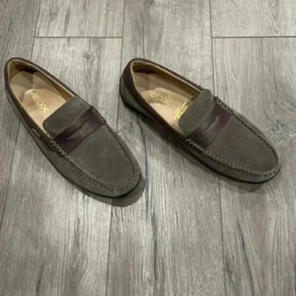 Men's Brown Suede Penny Loafers - Classic Slip-On Dress Shoe